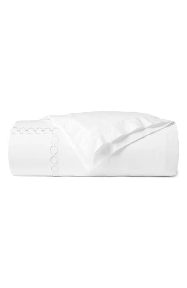 SFERRA Catena Border Print Cotton Duvet Cover in White/Lunar at Nordstrom, Size Twin