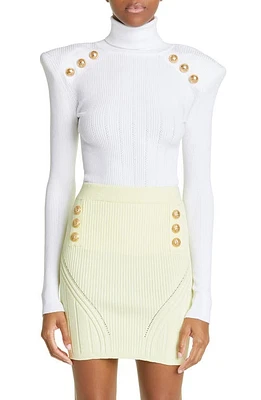 Balmain Six-Button Turtleneck Sweater White at Nordstrom, Us