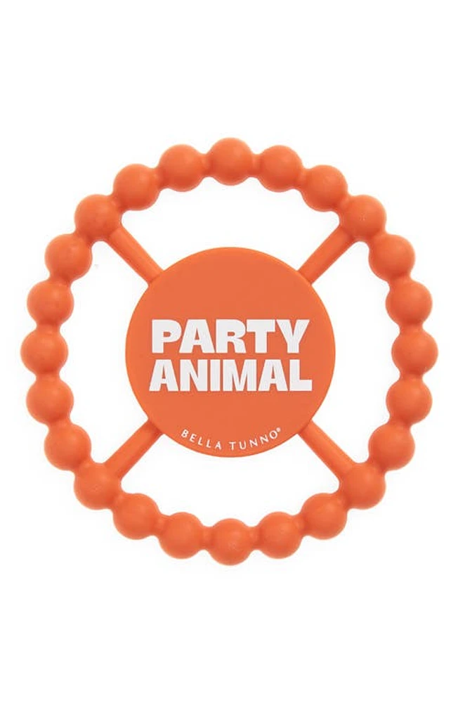 Bella Tunno Party Animal Silicone Teether in Orange at Nordstrom