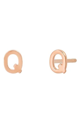 BYCHARI Initial Stud Earrings in 14K Rose Gold-Q at Nordstrom