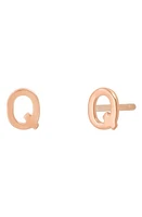 BYCHARI Initial Stud Earrings in 14K Rose Gold-Q at Nordstrom