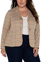 Liverpool Los Angeles Fitted Plaid Blazer Lava Flow Multi at Nordstrom,