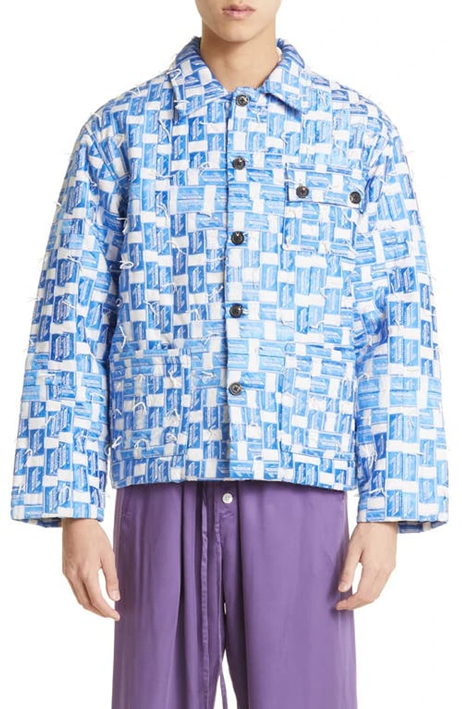 Bode Monday Label Jacket in Blue Cream at Nordstrom, Size X-Small