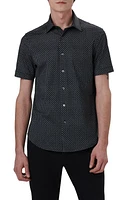 Bugatchi OoohCotton Dot Print Short Sleeve Button-Up Shirt Black at Nordstrom,