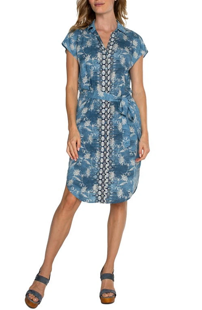 Liverpool Los Angeles Belted Shirtdress Patchwork Floral at Nordstrom,