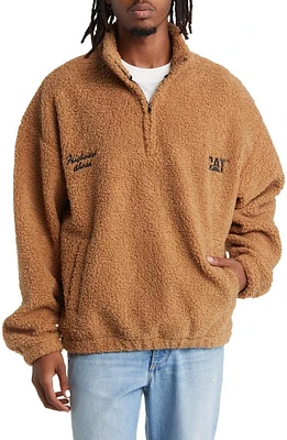 CAT WWR High Pile Fleece Half Zip Pullover Tan at Nordstrom,