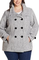 Gallery Double Breasted Peacoat Black/White at Nordstrom,