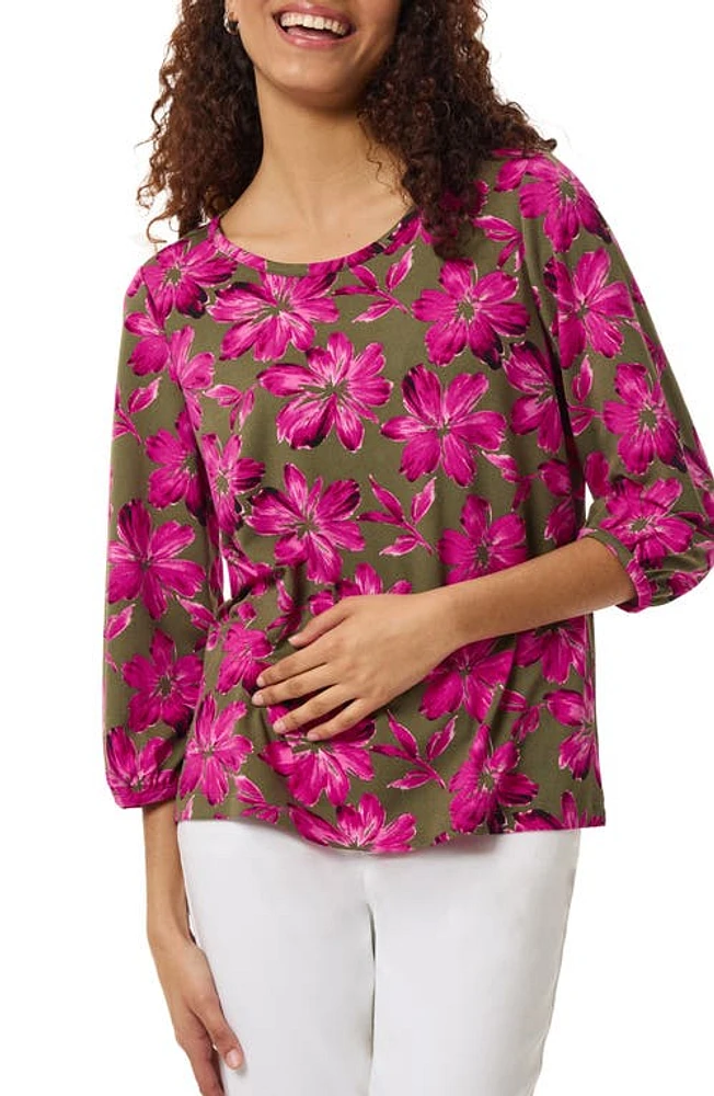 Jones New York Floral Top Jasper Green/Orchid at Nordstrom,