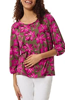 Jones New York Floral Top Jasper Green/Orchid at Nordstrom,