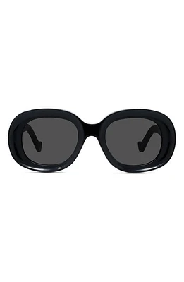 Loewe Chunky Anagram 49mm Oval Sunglasses in Shiny Black /Smoke at Nordstrom