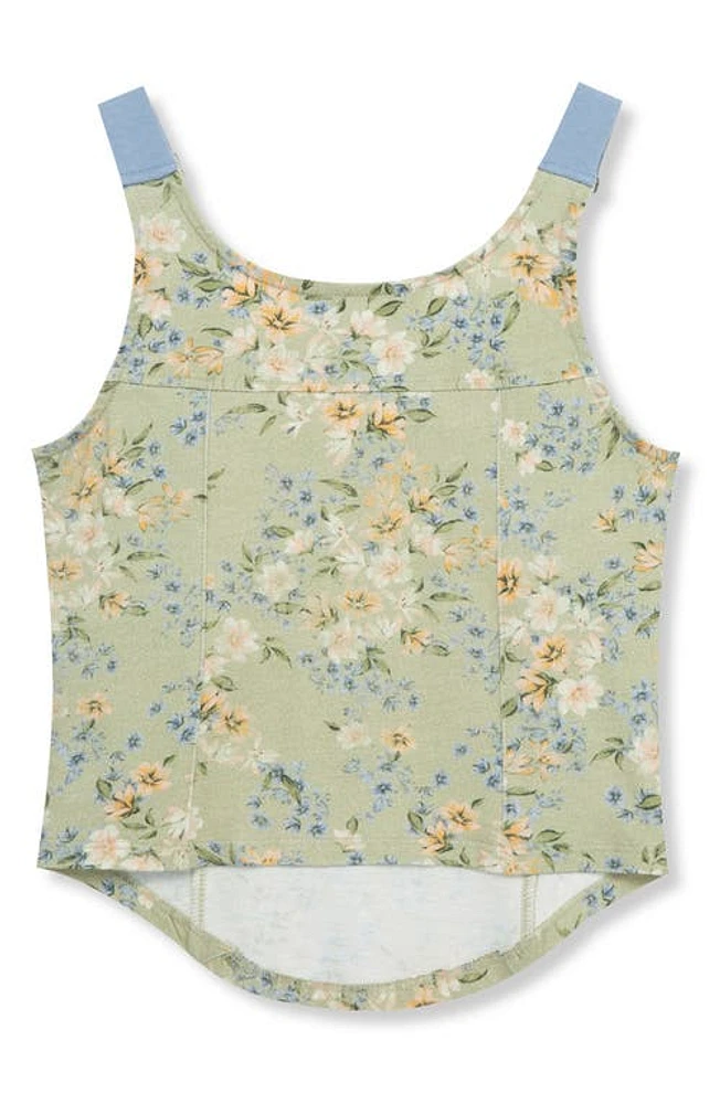 Truce Kids' Floral Tank Top Green Print at