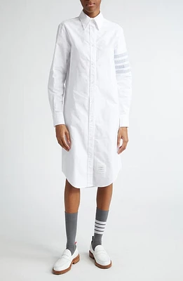 Thom Browne 4-Bar Long Sleeve Cotton Shirtdress White at Nordstrom, Us