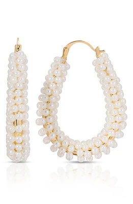 Ettika Imitation Pearl Hoop Earrings in Gold at Nordstrom