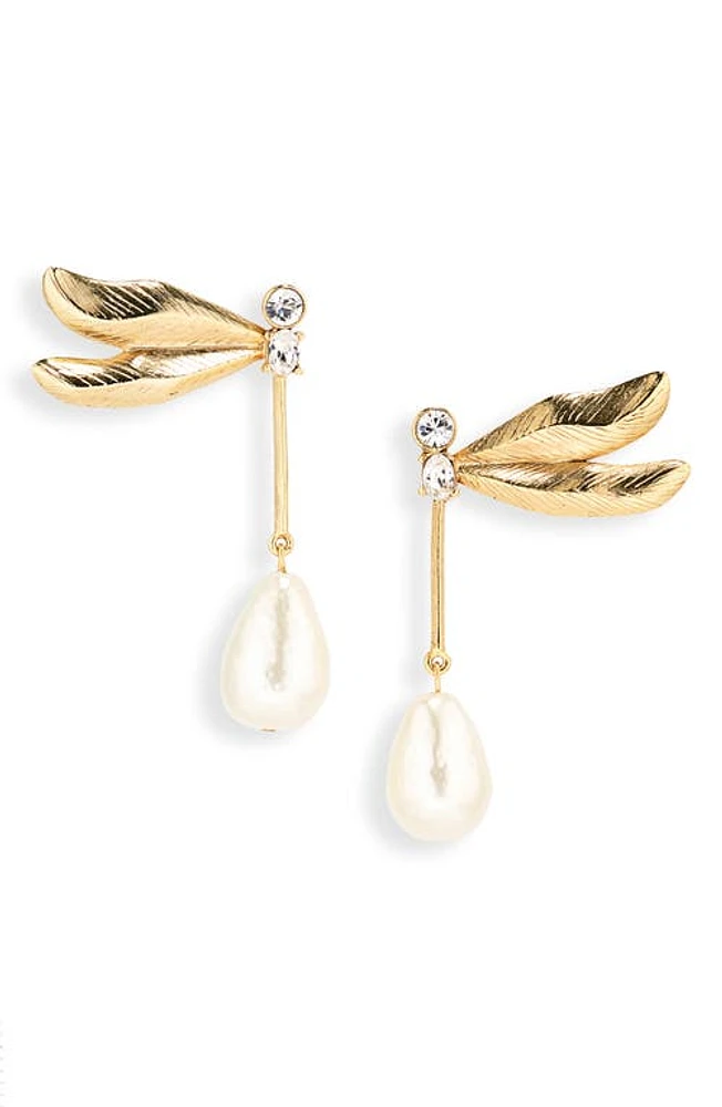 Oscar de la Renta Double Wing Dragonfly Drop Earrings in Gold at Nordstrom