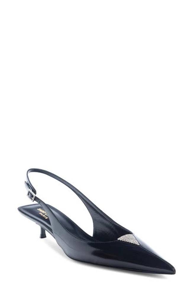 Saint Laurent Cherish Kitten Heel Slingback Pump Black at Nordstrom,