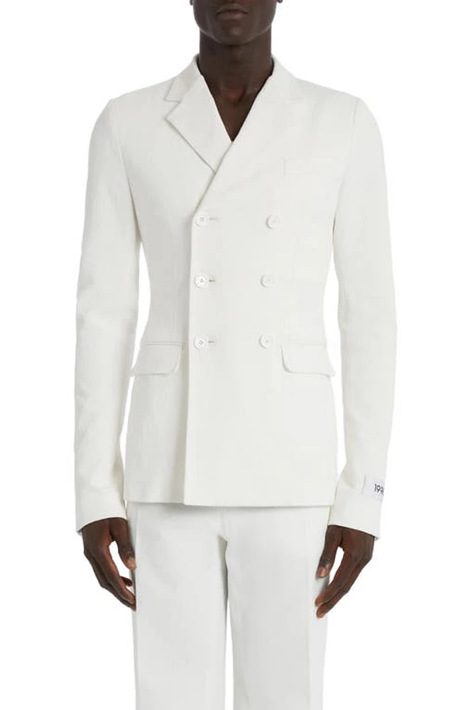 Dolce & Gabbana Crinkle Texture Double Breasted Stretch Cotton Blend Sport Coat Bianco Ottico at Nordstrom, Us