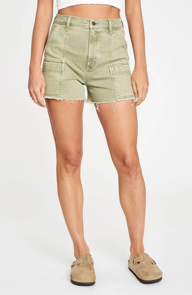 DAZE Knockout High Waist Cargo Denim Cutoff Shorts Matcha at Nordstrom,