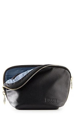 KUSSHI Everyday Leather Makeup Bag in Black/Cool Grey Leather at Nordstrom