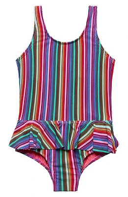 Beach Lingo Roller Ruffle One-Piece Swimsuit Purple Multi at Nordstrom,