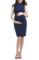 Kimi and Kai Josephine Ruffle Maternity Sheath Dress Navy at Nordstrom,