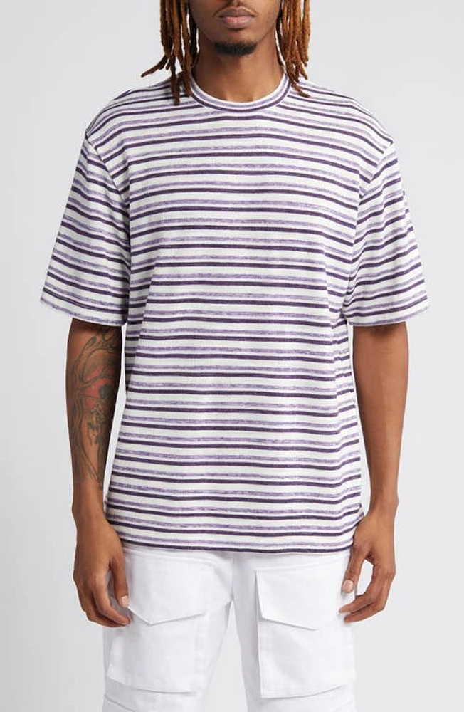 KROST Stripe Oversize Cotton T-Shirt Grape Royale at Nordstrom,