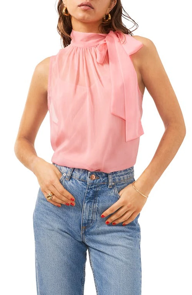 1.STATE Tie Mock Neck Sleeveless Chiffon Top Rose Gauze at Nordstrom,