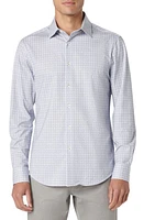 Bugatchi James OoohCotton Curved Check Print Button-Up Shirt Navy at Nordstrom,