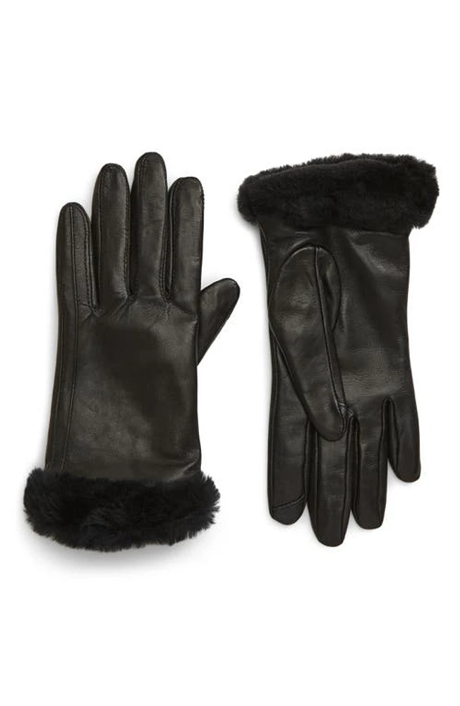 UGG(r) Genuine Shearling Leather Tech Gloves Black at Nordstrom,