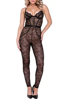 Roma Confidential Sleeveless Lace Catsuit Black at Nordstrom,