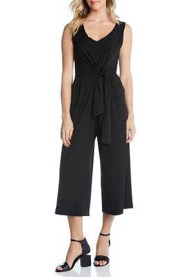 Karen Kane Tie Front Crop Sleeveless Jumpsuit Black at Nordstrom,