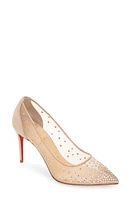 Christian Louboutin Follies Crystal Embellished Mesh Pointed Toe Pump Light Silk at Nordstrom,