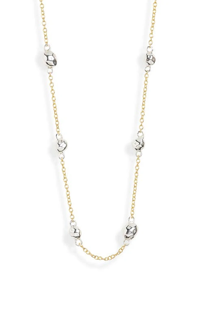 Argento Vivo Sterling Silver Nugget Station Necklace in Gold/Silver at Nordstrom