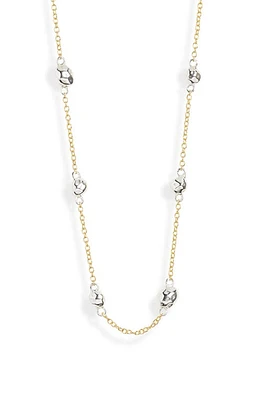 Argento Vivo Sterling Silver Nugget Station Necklace in Gold/Silver at Nordstrom