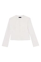 Theory Good Peplum Back Linen Blend Crop Jacket White at Nordstrom,