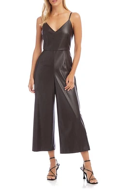 FIFTEEN TWENTY Wide Leg Faux Leather Jumpsuit Brown at Nordstrom,