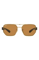 Ray-Ban 60mm Polarized Aviator Sunglasses in Arista /Dark Brown Polarized at Nordstrom