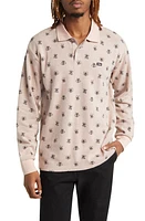 Obey Pest Long Sleeve Jacquard Piqué Polo in Peach Whip Multi at Nordstrom, Size Medium