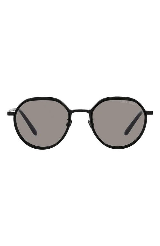 Armani Exchange 49mm Polarized Round Sunglasses in Matte Black at Nordstrom