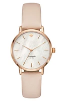 Kate Spade New York metro leather strap watch, 34mm in Beige/Mop/Rose Gold at Nordstrom