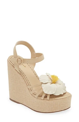 Larroudé Magnolia Ankle Strap Platform Wedge Sandal Ivory at Nordstrom,