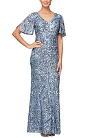 Alex Evenings Sequin Lace Cold Shoulder Trumpet Evening Gown at Nordstrom