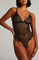 Hunkemöller Misio Mesh & Lace Teddy Caviar at Nordstrom,