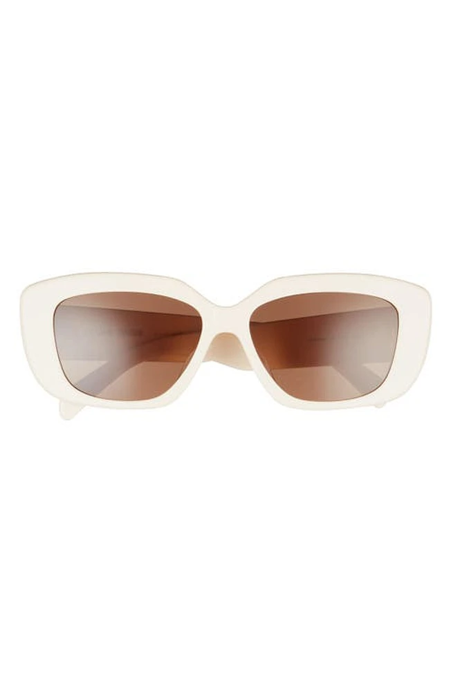 CELINE Triomphe 55mm Rectangular Sunglasses in Ivory /Brown at Nordstrom