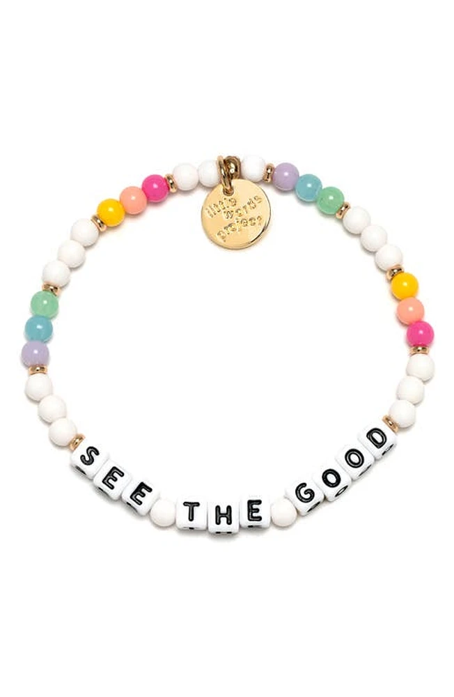 Little Words Project See the Good Stretch Bracelet in White Multi at Nordstrom, Size Small