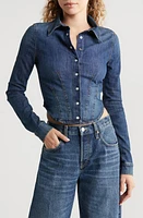 Re/Done Long Sleeve Crop Denim Shirt Vista Bay at Nordstrom,