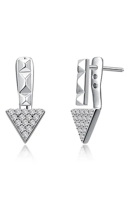 Lafonn Platinum Bonded Sterling Silver Simulated Diamond Jacket Stud Earrings in White at Nordstrom