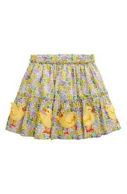 Mini Boden Kids' Floral Duckling Appliqué Tiered Cotton Skirt Yellow Spring Bloom Chicks at Nordstrom,