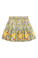 Mini Boden Kids' Floral Duckling Appliqué Tiered Cotton Skirt Yellow Spring Bloom Chicks at Nordstrom,