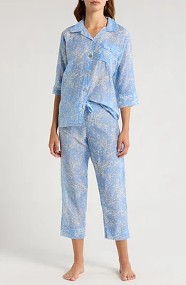 Papinelle Cheri Blossom Cotton & Silk Crop Pajamas Powder Blue at Nordstrom,