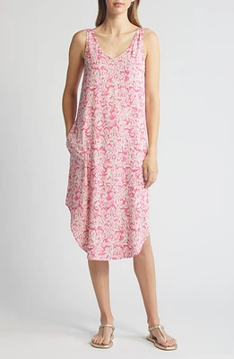 NIC+ZOE Abstract Animal Print Live-In Midi Tank Dress Pink Multi at Nordstrom,